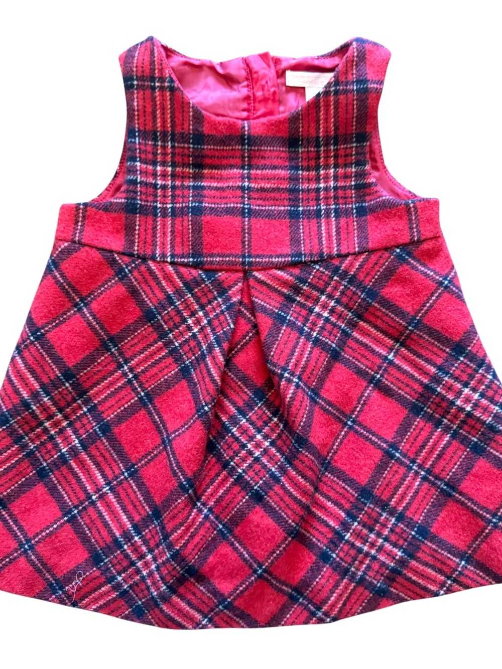 Janie and Jack Red Plaid Sleeveless Holiday Dress - Picture 2 of 4